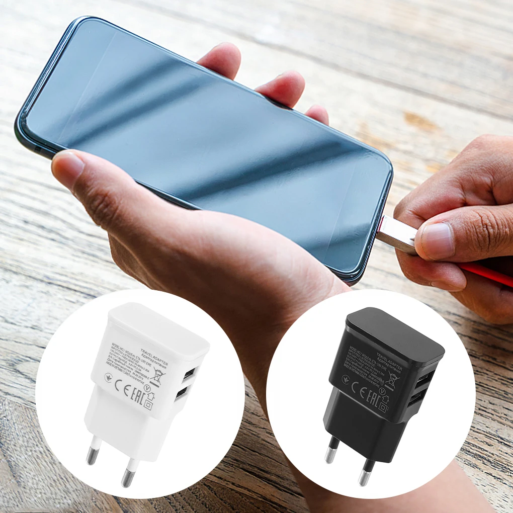 جديد 2022 شاحن USB مزدوج مقبس EU شاحن الجدار شاحن سريع لايفون سريع الشحن شاحن الهاتف المحمول المحمول السفر