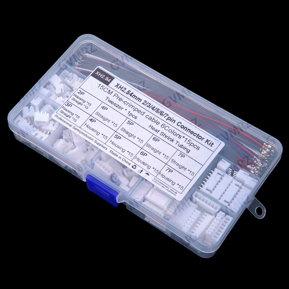 XH2.54 connector 2P-7P 2P housing straight pin socket kit with terminal wire XH2.54mm tweezers heat shrink tubing 3P 4P 5P 6P 7P