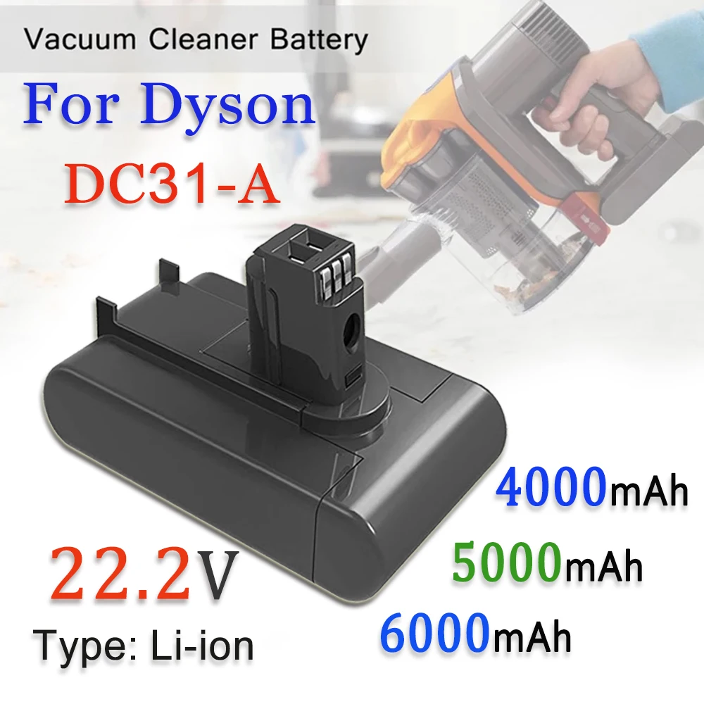 

For Dyson DC31 A-Type 22.2V 4000/5000/6000mAh Li-ion Vacuum Cleaner Battery，DC35,DC45,DC34,DC44Animal, DC35 Animal