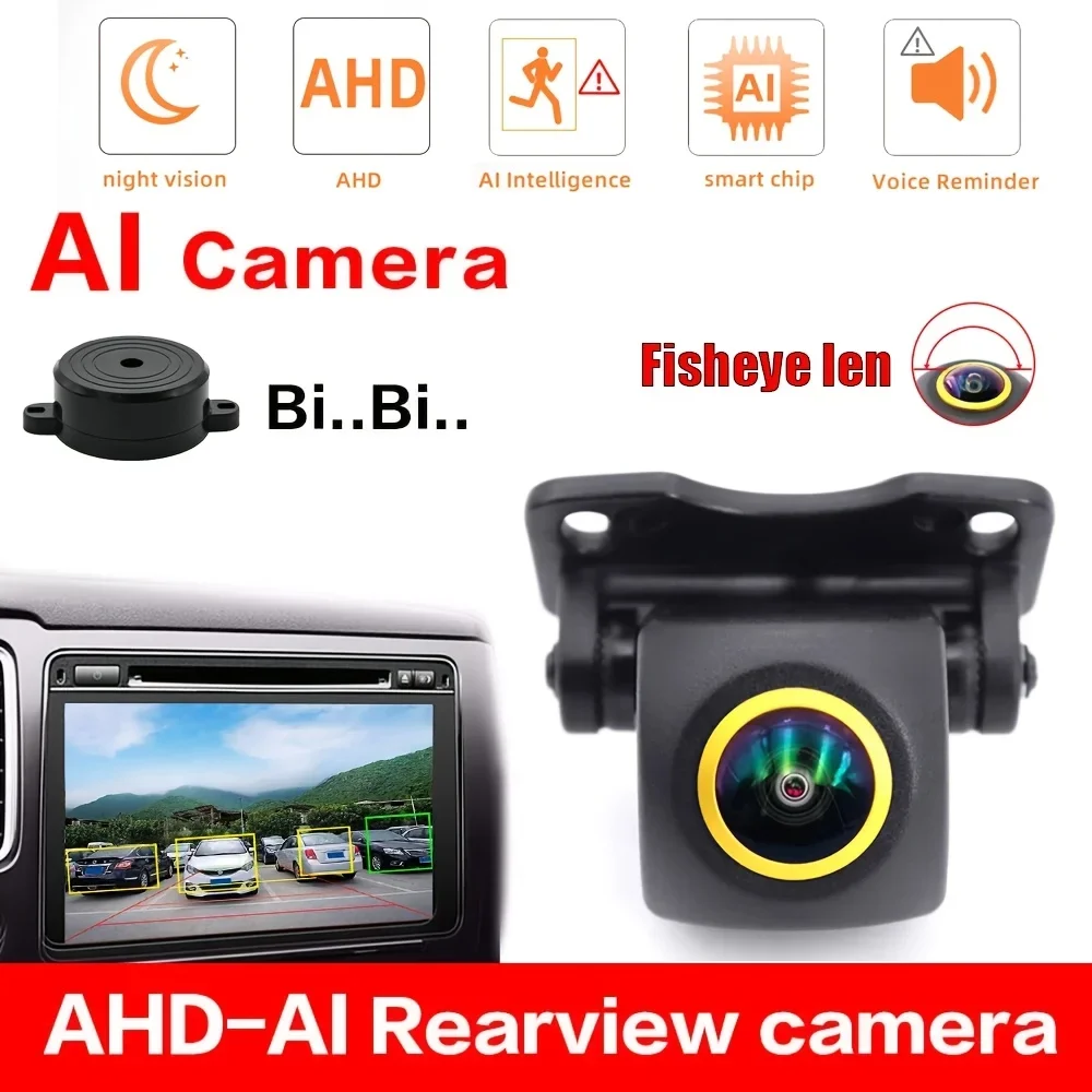

AI Smart Car Camera Rear View Backup Cam Parking Assistance Obstacle Detection Distance Display Buzz Alarm for All Cars Truck