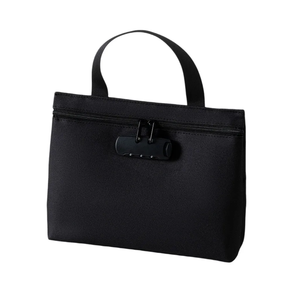 Combination Lock Bill Money Bag with Lock Zip Closure Canvas Portable Locking Pouch Waterproof Portable Security Document Bag