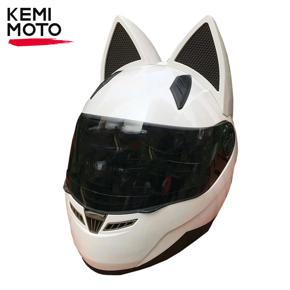 

Motorcycle Cat Ear Helmet For Women Full Face Motocross Motorbike Girlfriend Gift Men's Moto Helmet Breathable DOT Certification