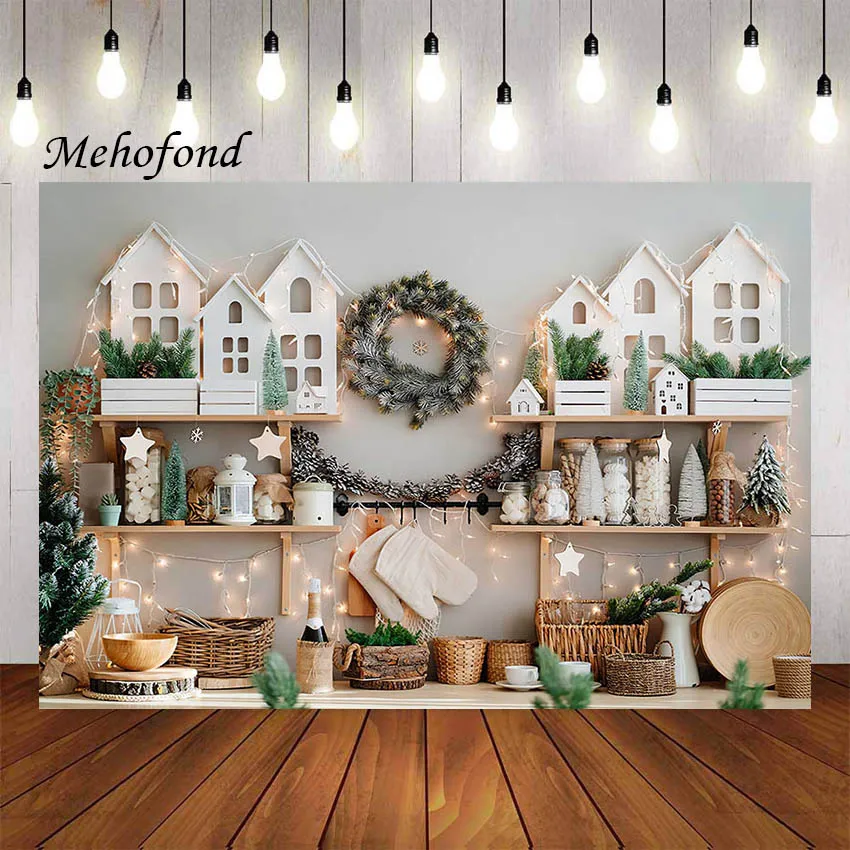 Mehofond Photography Background Christmas Kitchen Winter Xmas Cooking Indoor Gift Kid Family Portrait Decor Photo Backdrop Studi