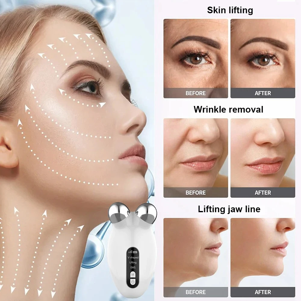 Face Lifting EMS Massager EMS Microcurrent Face Massager Facial Wrinkle Lifting Machine Face Reduce Double Chin Wrinkle Removal