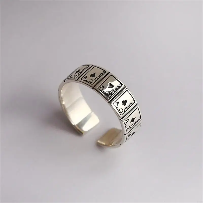 Hip Hop Ring Open Square Adjustable for Retro Fashion Statement