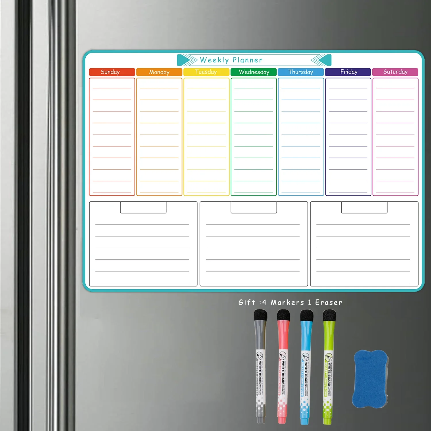 A3 Size Weekly Monthly Planner Dry Erase Whiteboard Fridge Magnetic Calendar Message Boards Menus Plans Writing Board