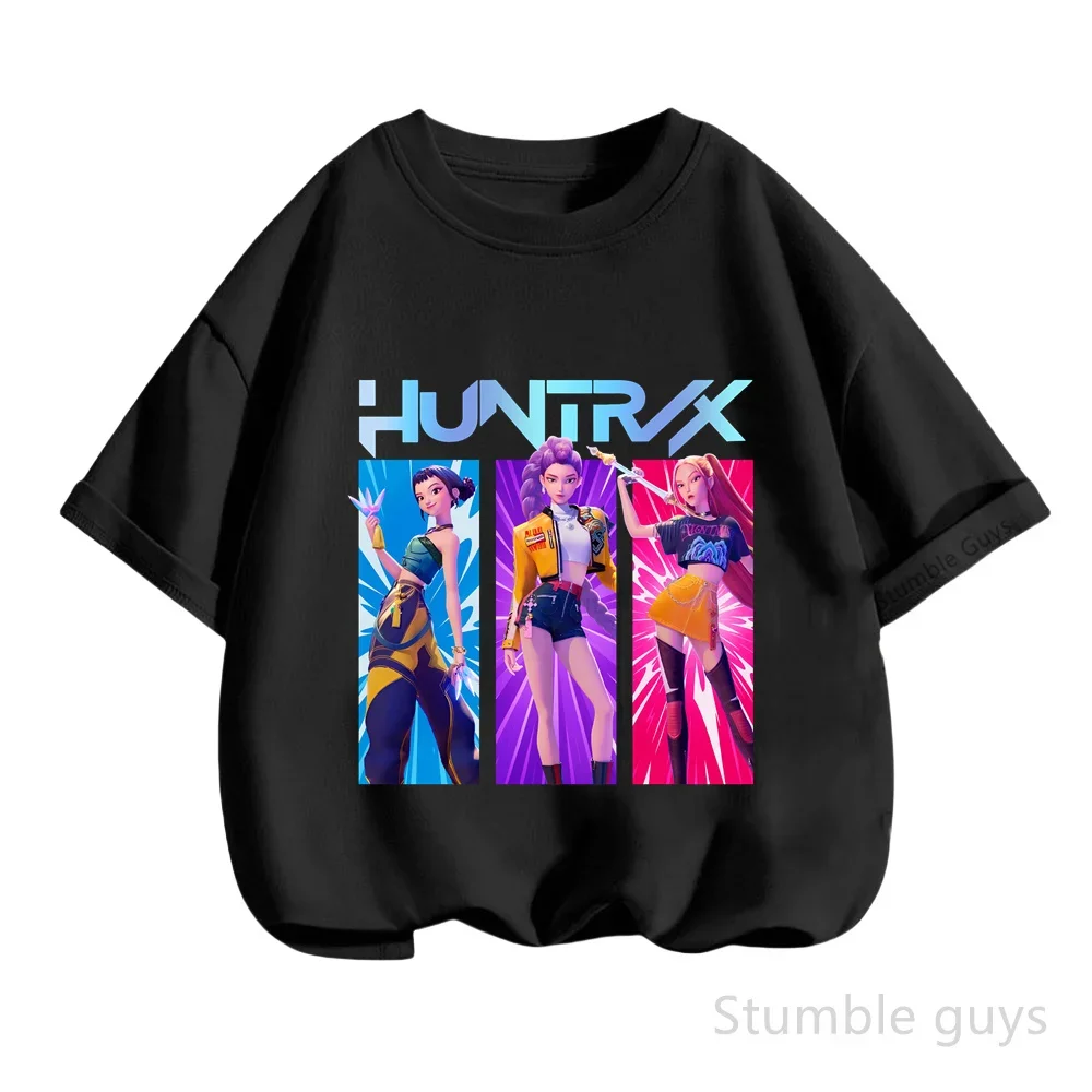 

T-Shirt Short Sleeve Kids Kpop Demon Hunters Casual Fashion Summer Boys Girls Anime Clothes