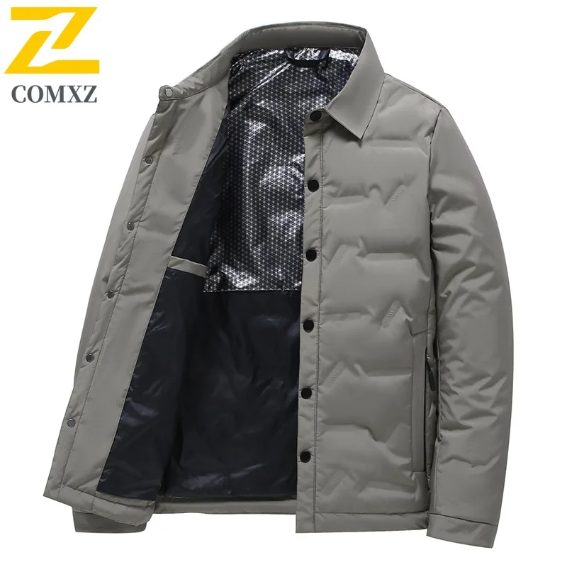 COMXZ Men's Padded Jacket 2025 Stand Collar Design Warm Quality Ski Trip Winter Jacket Casual Outing Thick Fabric Padding Coat