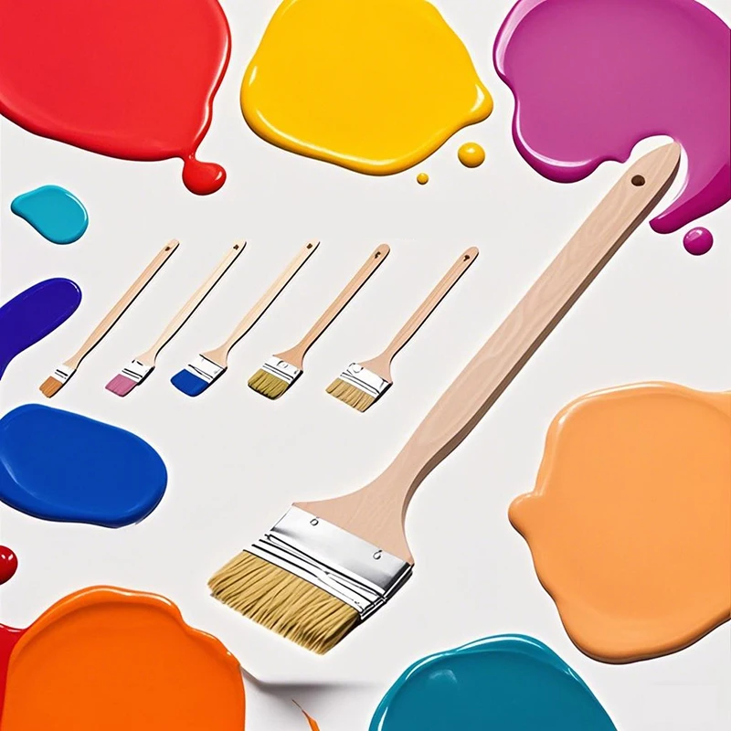 Wooden Handle Iron Sheet Straight Curved Brush White Bristle Brush Ship Decoration Paint Coating Latex Cleaning Barbecue