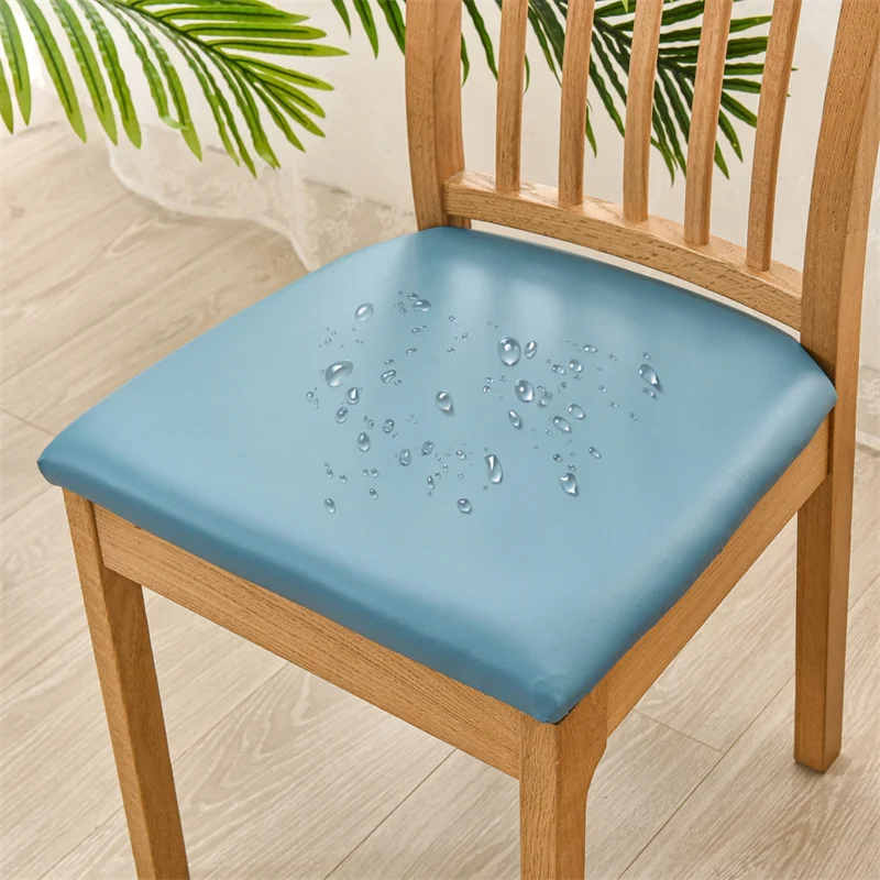 Wasserdichter Stuhlkissenbezug für Küche, Esszimmer, Ledersitzbezug, Esszimmerstuhl-Sitzkissenbezug, einfarbig – Detail 23