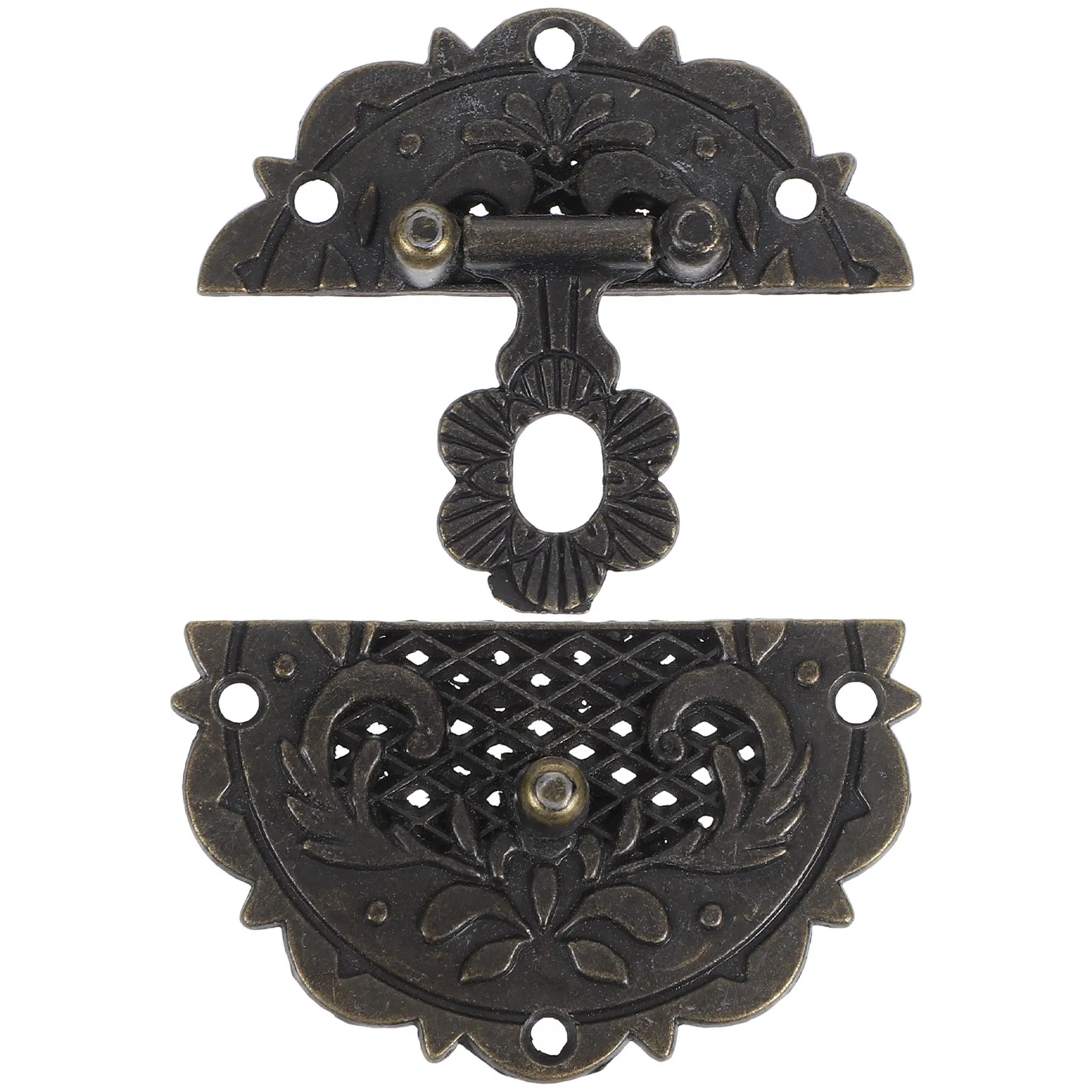 1Set Embossing Flower Vintage Clasp Decorative Cabinet Latch for Furniture Wooden Box DIY Craft Jewelry Storage Toolbox
