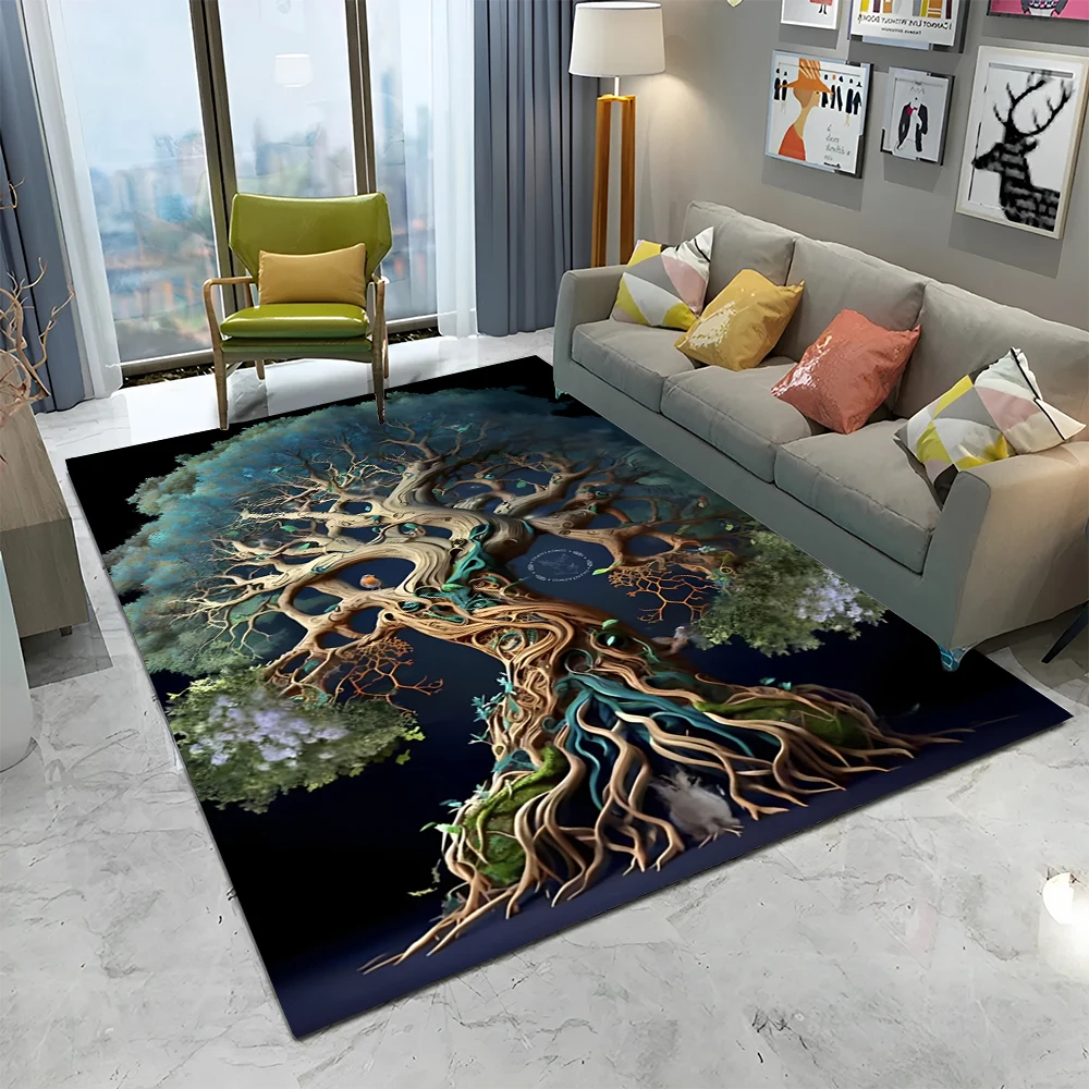 Viking Norse Yggdrasil Tree of Life Carpet Rug for Home Living Room Bedroom Sofa Doormat Decor,Kid Area Rug Non-slip Floor Mat