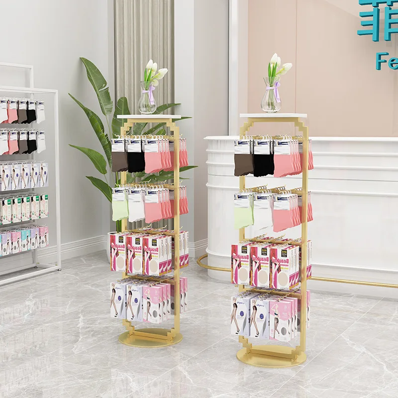 Sock rack display rack, store floor-standing island rack, underwear and stockings boxed display rack, multifunctional