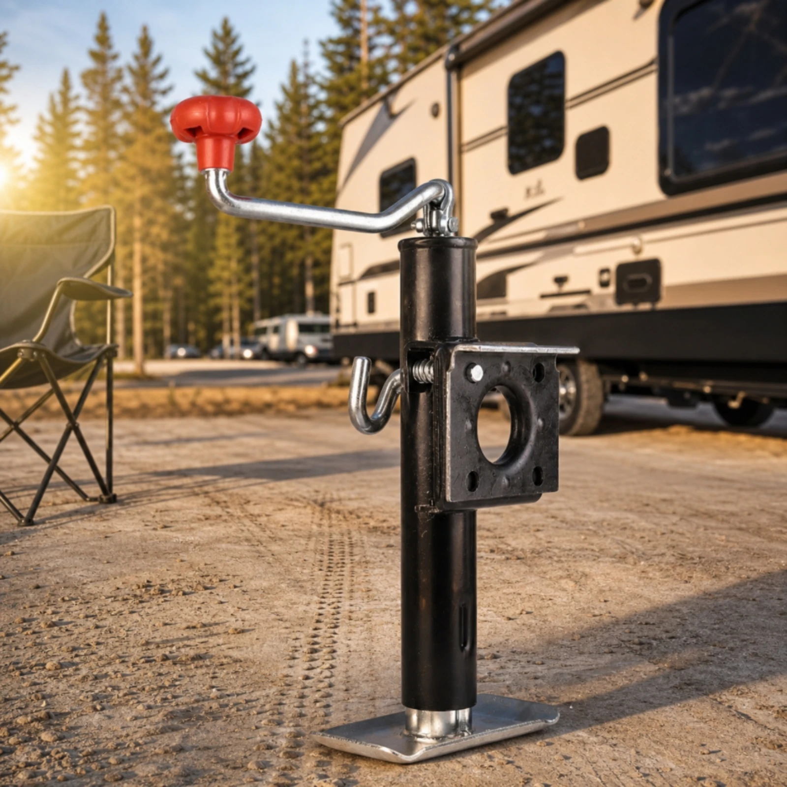 Top-Mount Trailer Jack Manual Trailer Jack with Crank Handle Support Bracket Long-Lasting Hardware Reliable for RV Owners