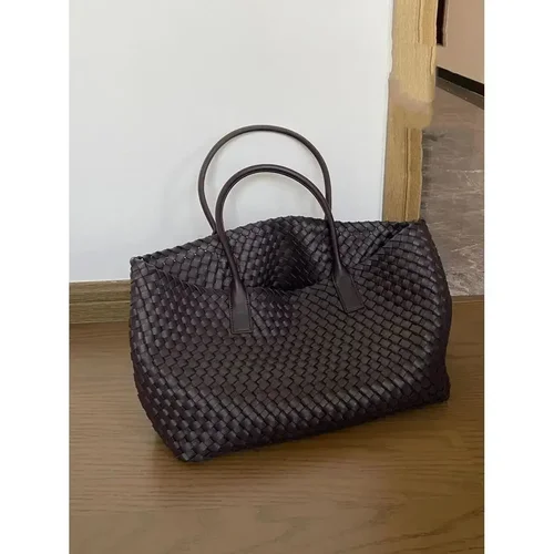 Imagen 2 del producto Bolso tejido de cuero suave, bolso de viaje informal, bolso de viaje PU2025, capacidad y textura, un solo hombro, superventas