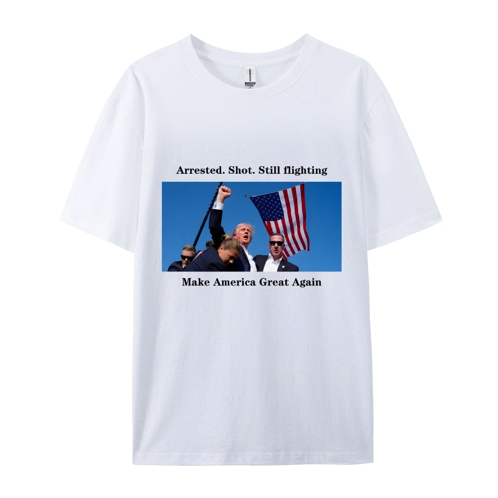 

Trump Fight Assassinated T Shirt Trump Rally Shooter Tshirt 2024 Summer Latest Women's Cotton T-shirt Trump Printed T-shirts