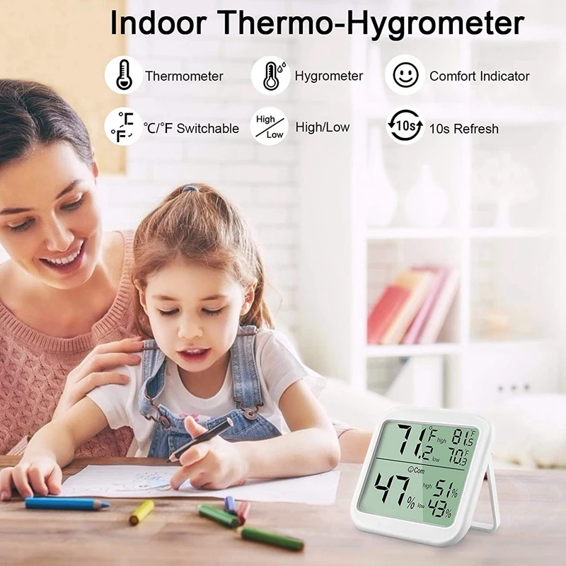 Hygrometer Indoor Max Digital Humidity Monitor Thermometer & Humidity Gauge With Ultra-Large Screen, Accurate Sensor