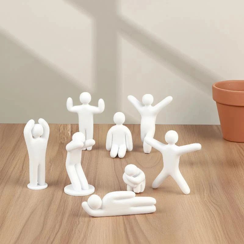 3/8Pcs Mini 3D Printed Human Figurine Statue DIY Paintable Ornament for Kids Art Class Activity