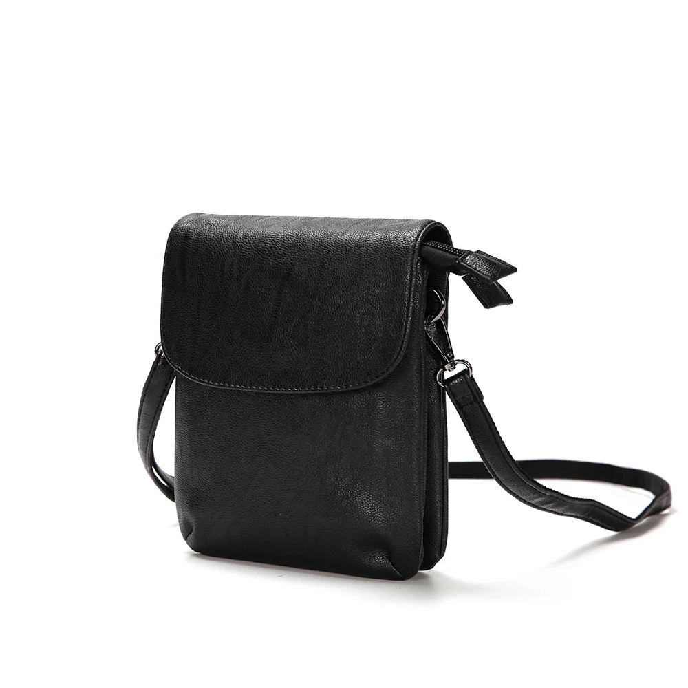Shoulder Bags Men PU Black Vertical Style Shaped Phone Flap Cover Hasp Crossbody Bag