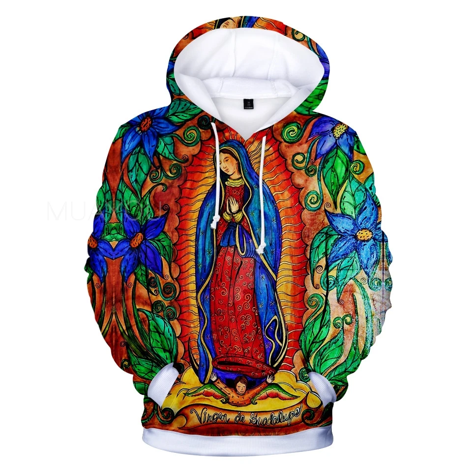 

12 To 20 Years Kids Hoodies Our Lady Of Guadalupe Virgin Mary Catholic Mexico hoodies harajuku 3D design Catholic Men/Women Coat