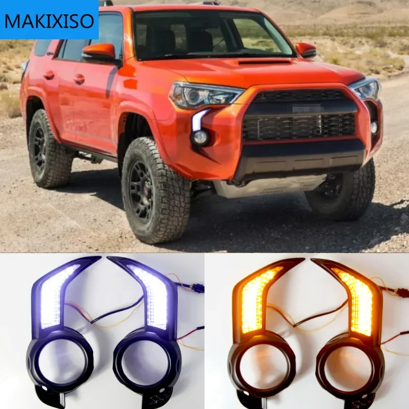 

12V Daytime running lights For Toyota 4 Runner 2014 - 2020 Drl with Dynamic turn signals for cars auto Led fog lights headlights