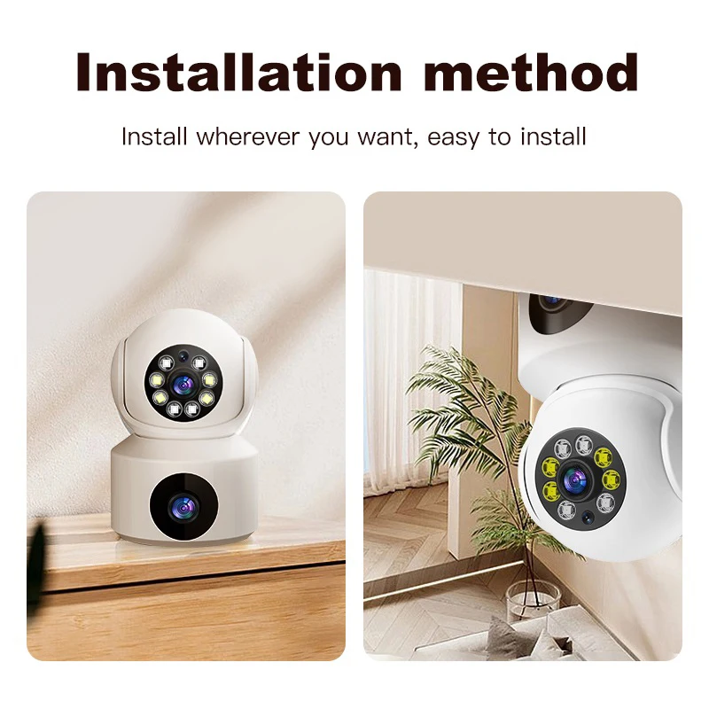 عدسة Xiaomi المزدوجة 360 ° كاميرا قابلة للدوران 4K واي فاي مراقبة تتبع تلقائي 2 طريقة الصوت للرؤية الليلية مراقب كاميرا المنزل الذكي الصغيرة