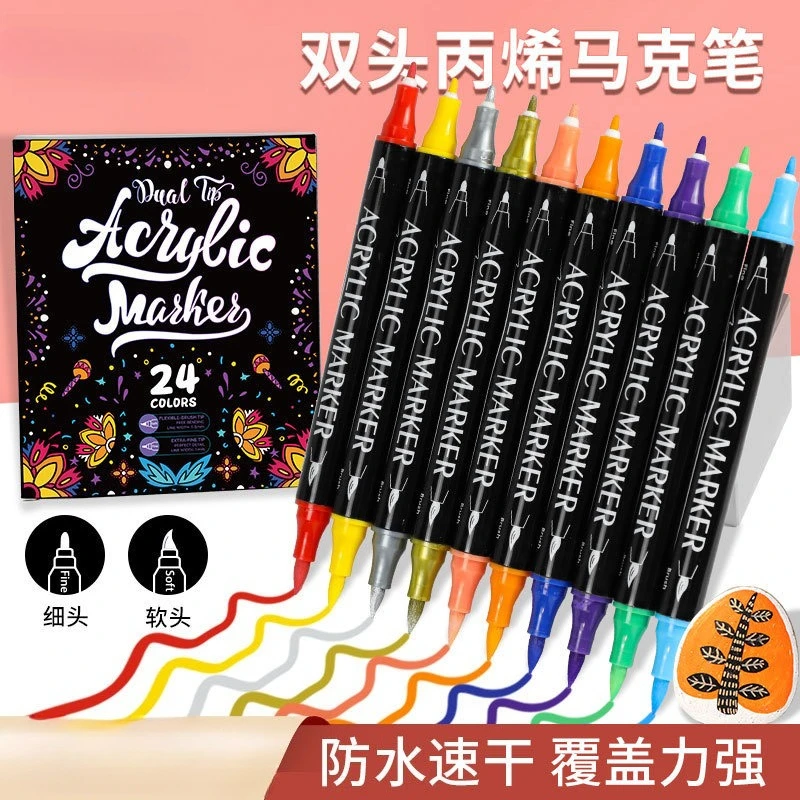 

12/24/36 цветов, ручки с двойным наконечником, акриловые ручки, маркеры для дерева, холста, камня, камня, живопись, стекло, керамические поверхности, поделки своими руками