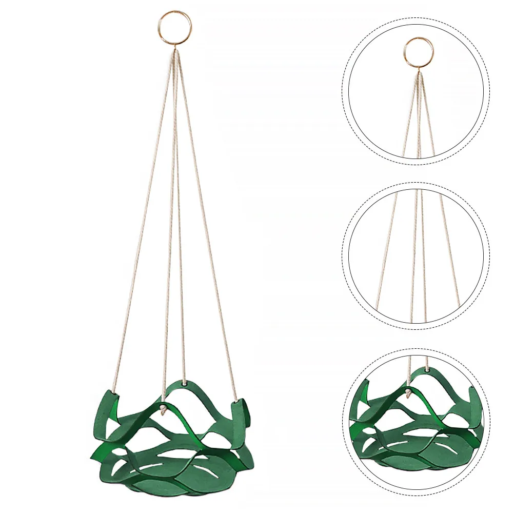 Potted Plant Hanger PU Basket Rope Loop Hanging Planter Holder Indoor Outdoor Minimalist Plant Basket for Flower Pot