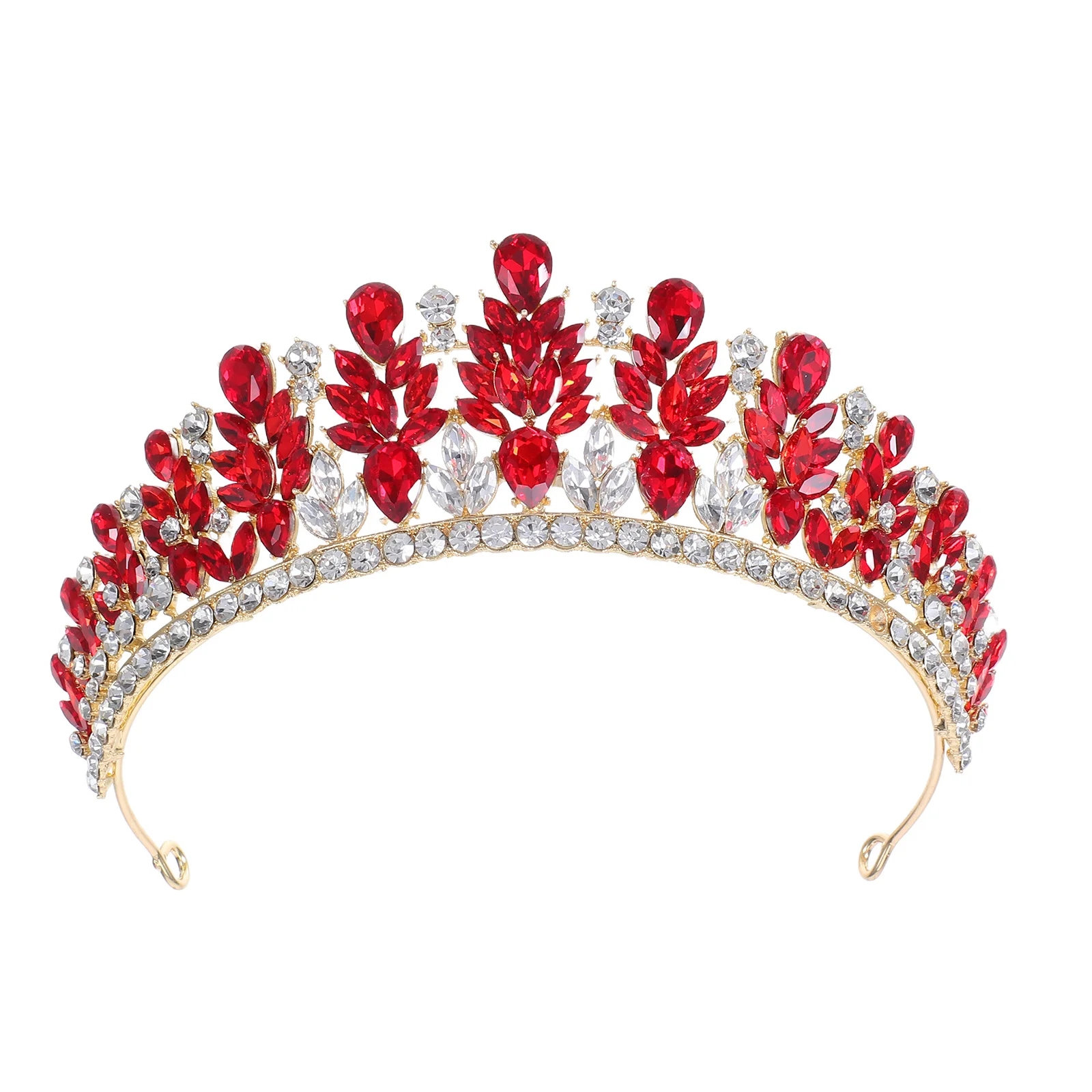 

Винтажная корона в стиле барокко с красными стразами, свадебная тиара-ободок для невесты, выпускного, дня рождения, конкурса красоты