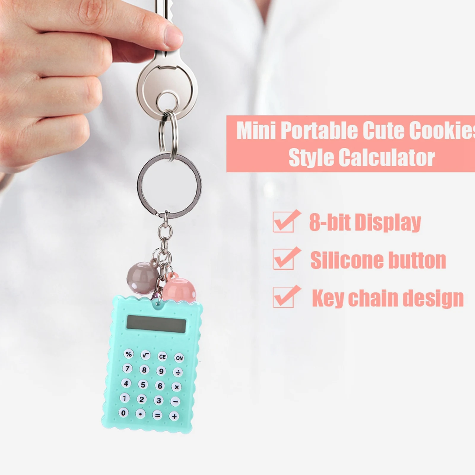 Calculadora Mini Portátil Linda con Llavero, Calculadora de Color Caramelo, Mini Calculadora