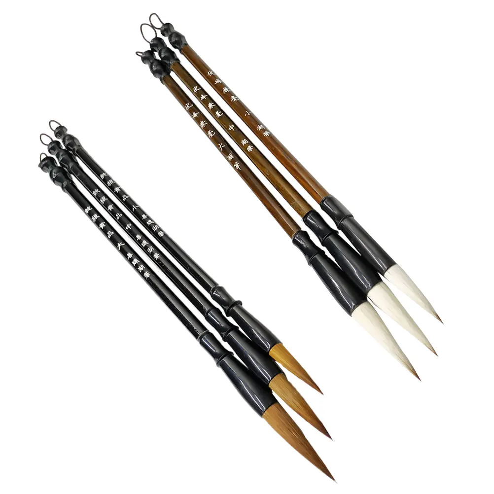6 Pcs Brush Set Art Ink Writing Calligraphy Fine Chinese Wolf Hair Caligraphy Tribute