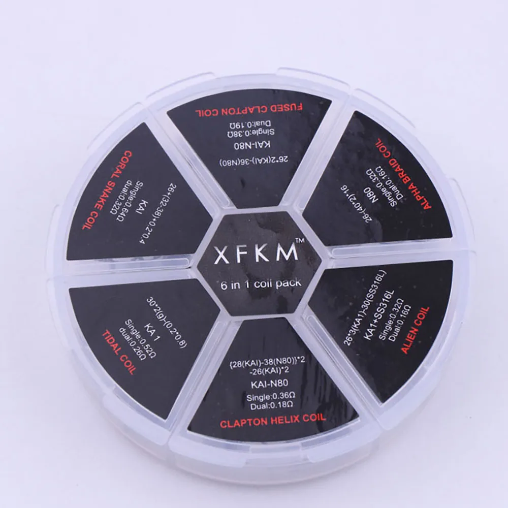 XFKM 6 in 1 24pcs/box Clapton Coil Pack Alien Alpha Braid Fused Clapton Helix Clapception Coil Tidal Coil For RTA RDA DIY Wire