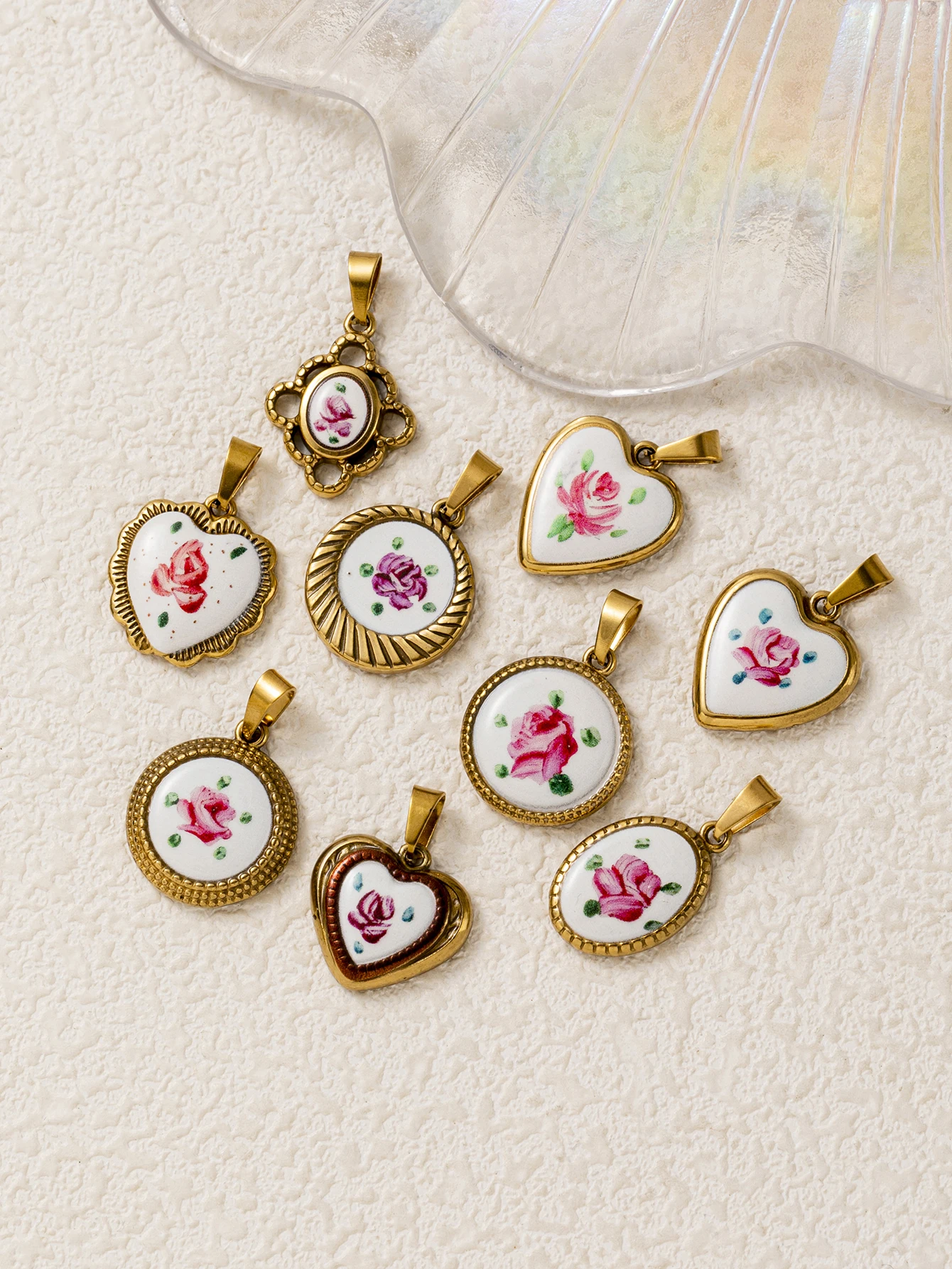 Neue Niedliche und Frische Geometrische Liebesblume aus 316 Edelstahl, Wasserdicht, Farbbeständig, DIY-Anhänger für Schmuck – Detail 2