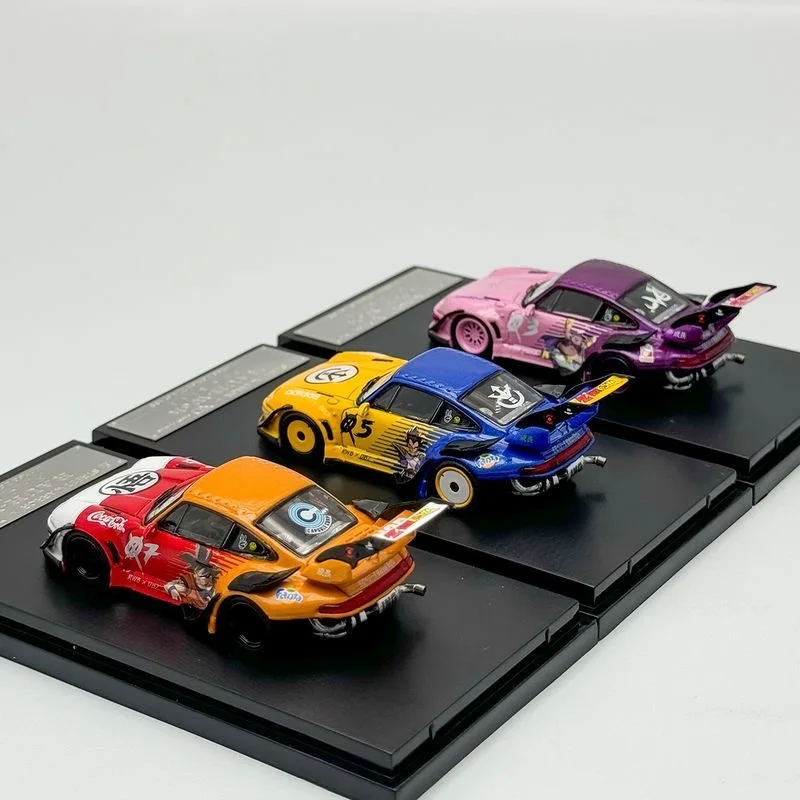 Street Warrior+TIMEMICRO 1:64 RWB993 Wide body modified High tail Animation paint Alloy car model set