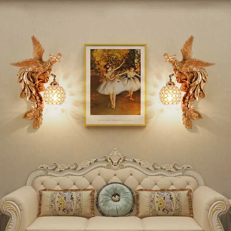 Creative Dragon Phoenix Wall Light Luxury Decoration Wall Lamp Living Room Background Corridor Staircase Bedroom Bedside Lamp