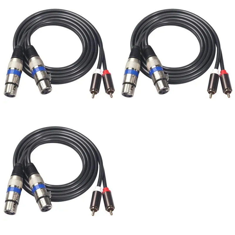 

ABZZ-3X Hi-Fi аудиокабель 2 Rca «папа» к Xlr 3-контактный разъем «мама» усилитель микшерной консоли двойной Rca к двойному замшеному кабелю Xlr