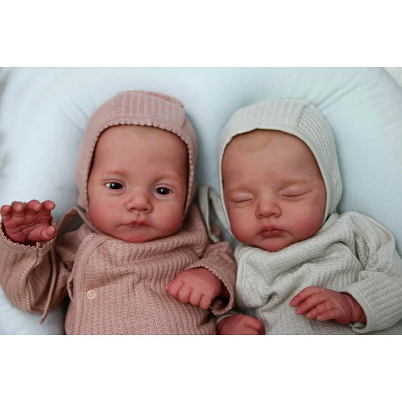 Bebe Irys en Lily herboren babypop tweeling handgemaakte 3D huid meerdere lagen schilderij collectible levensechte kunstpop
