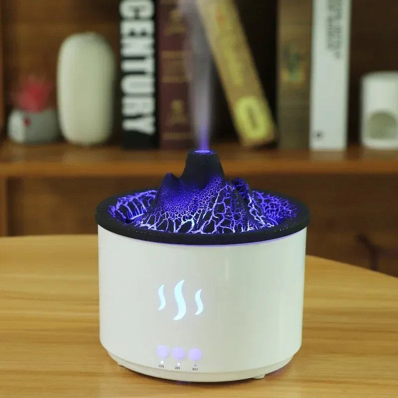 400ml Volcano Aromatherapy Diffuser, Cracked Hollow Design Air Humidifier, Mute Cool Mist Atomizer with Color Night Light for