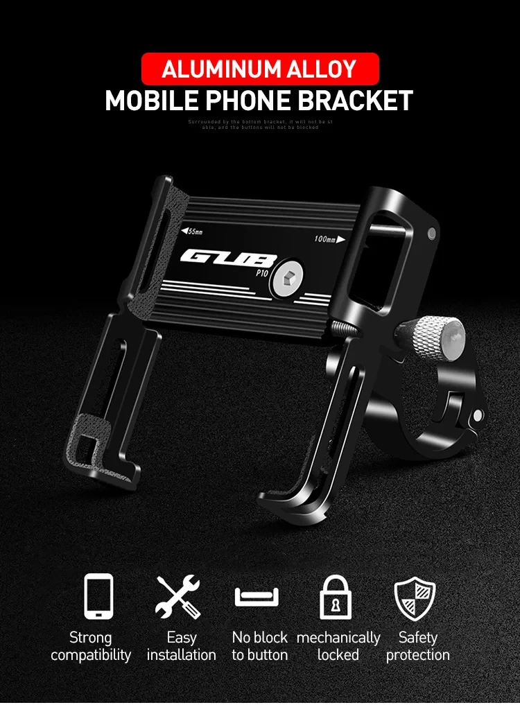 GUB P10 Fahrrad-Telefonhalter, Halterung aus Aluminiumlegierung, Motorrad-Fahrradständer, Halterung, Lenkerclip für 55–100 mm – Detail 1