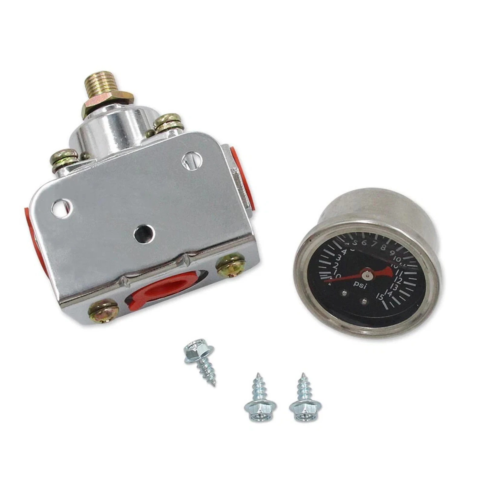 Low Fuel Pressure Regulator with Gauge Carburetor Fuel Pressure Regulator Replacement for Carburetor Carb 1-4 PSI 12-804