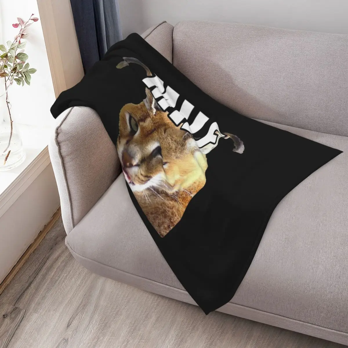 Man I love big floppa meme Big floppa baby caracal Throw Blanket Stylish Decor Blanket Gift for Friends Roommate - view 3