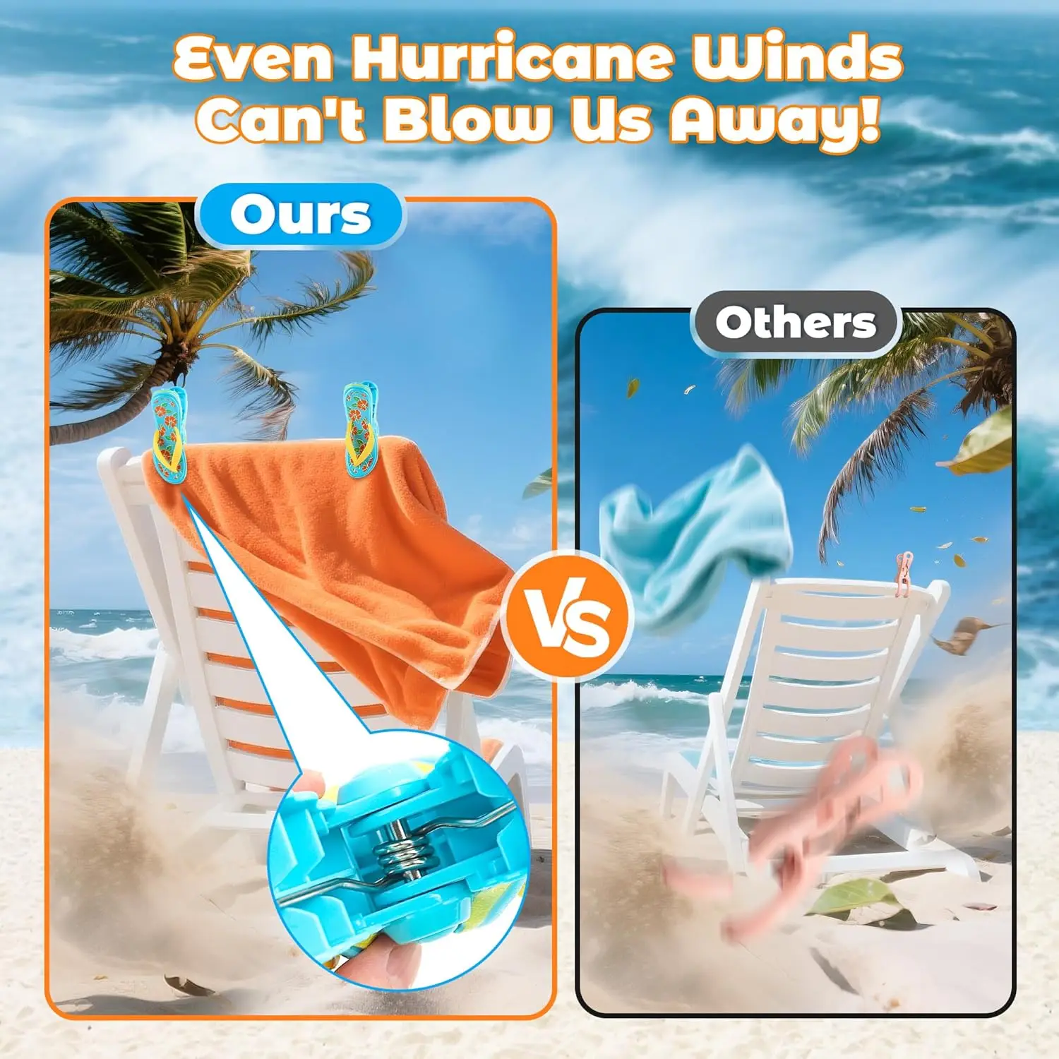 2 Pcs Creative Beach Towel Clip, Slippers Towel Clip, Travel/Pool Lounge Chair Essential, Oversized Cute Drying Clothes Clip