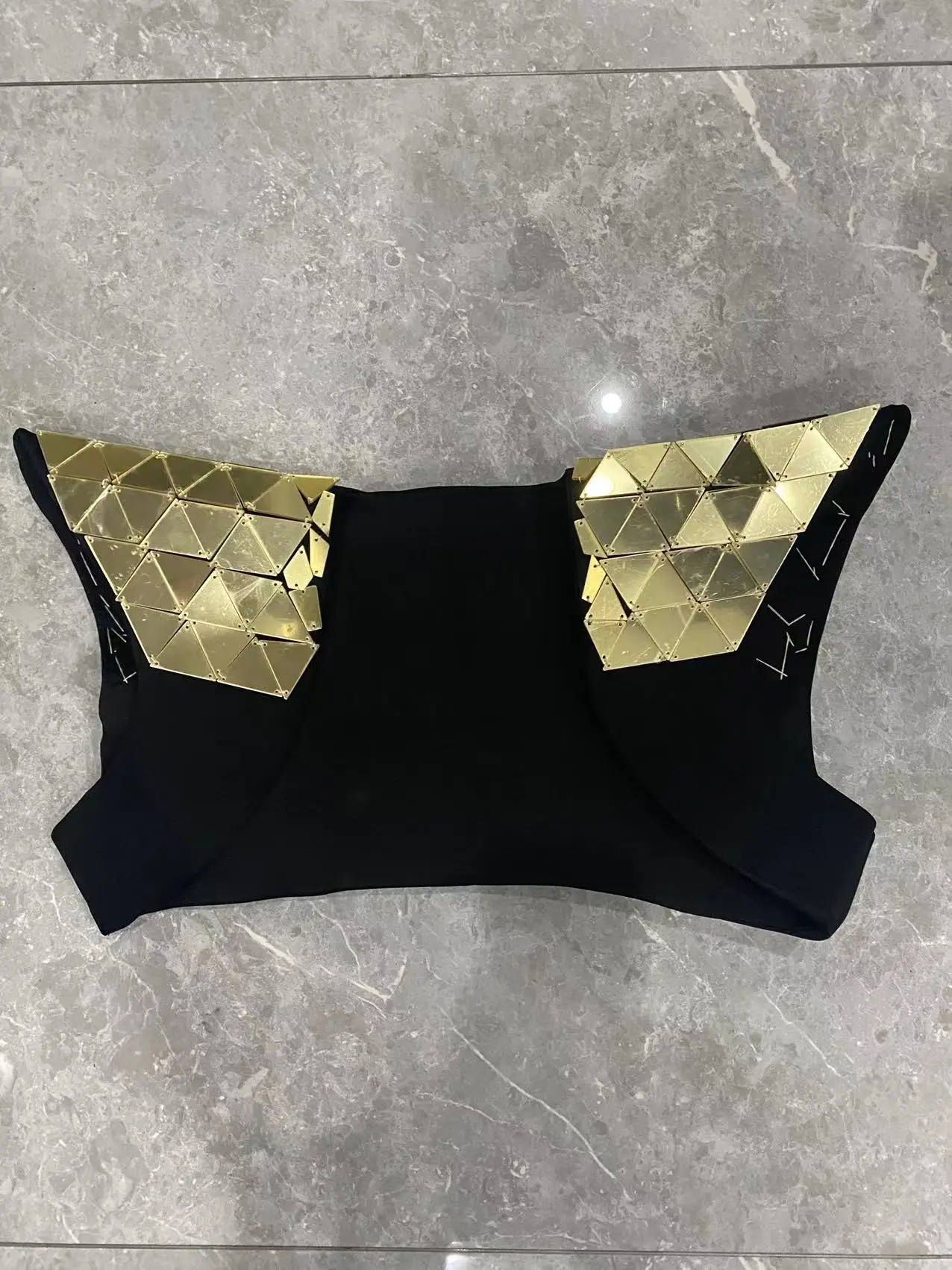 Men Silver Gold Blue Red Lens Sequins Mirrors Waistcoat Vest Bra Female Costumes Mirrors Armor Singer Dancer Nightclub Show Wear