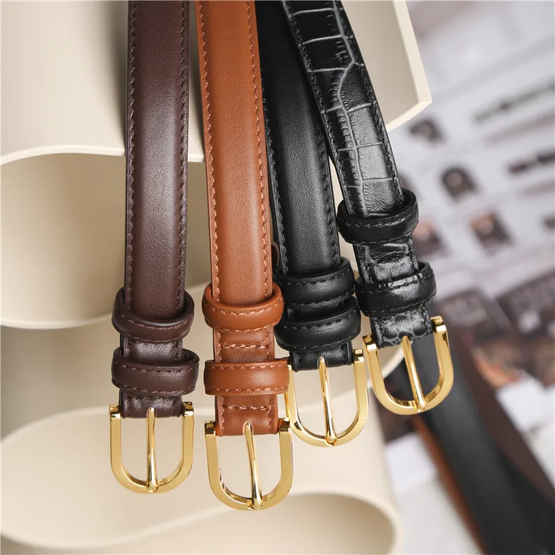 Belt Women's Jeans Versatile Simple Women's Waist Belt Decoration Leather Ins Style D-buckle Student Pants Belt Thin Women