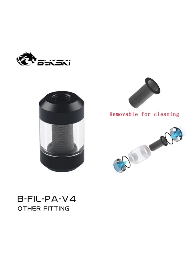 Bykski Podwójny G1/4 Metalowy + Akrylowy Filtr do Systemu Wodnego, Dedykowany Podwójny Filtr z Wzorem Spiralnym, Metalowy Złączka Komputerowa — zdjęcie produktu 7