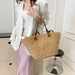 Summer Straw Weaving Tote Bag Women's Large Capacity Shoulder Bag Fashion Female Luxury Designer Beach Bag Ladies Travel Bag