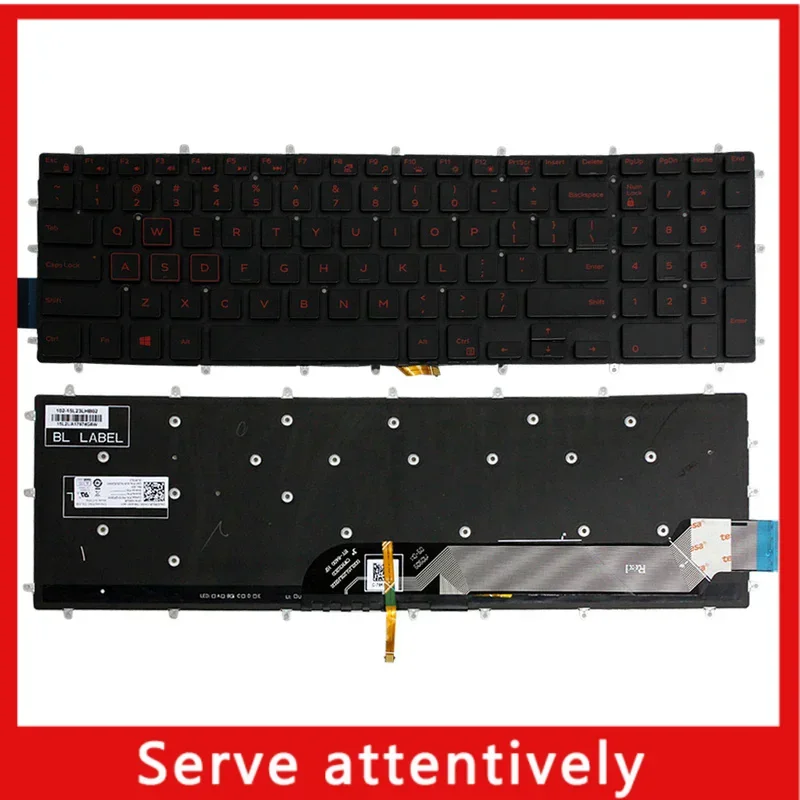 US W/ Backlit Keyboard Red Letters For Dell PK131QP1B00 NSK-EC1BC 01 03R0JR