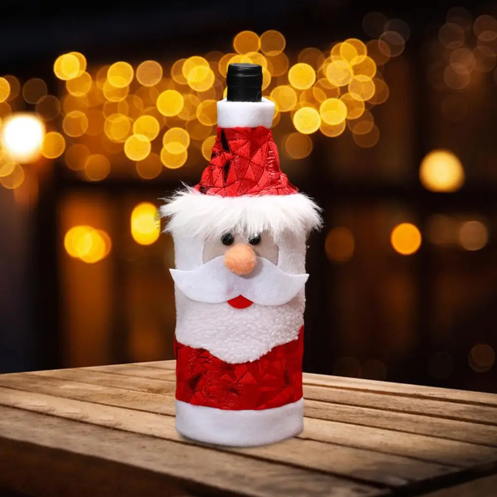 Wine Bottle Gift Wrap Festive Christmas Wine Bottle Cover Set with Santa Snowman Reindeer Designs Holiday Table for Wine for New