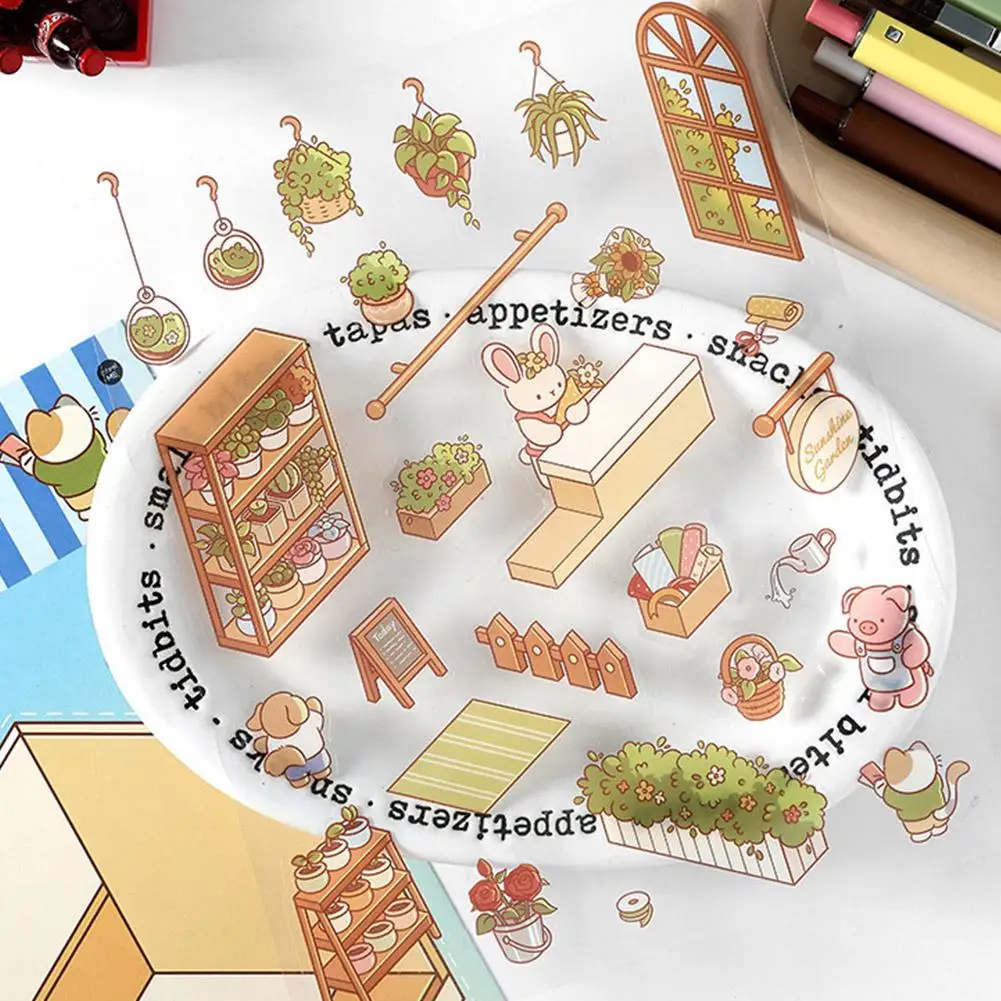 Cartoon Miniature Scene 3D Miniature Scene Stickers Landscaping Stickers DIY Cabin Scene Stacking Hand Account Cute Gift For Kid