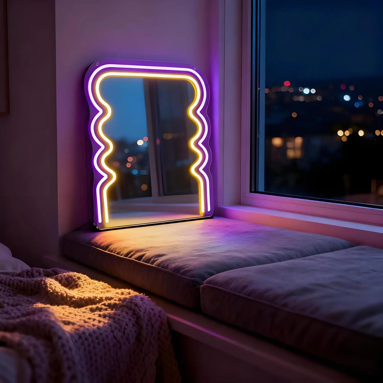 

Волное зеркало, неоновая вывеска, USB светодиодная лампа с регулируемой яркостью для комода, бара, игровой комнаты, украшение для дома, спальни, подарок